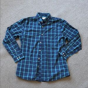 Button-Down Plaid Shirt in Navy and Teal -Sonoma